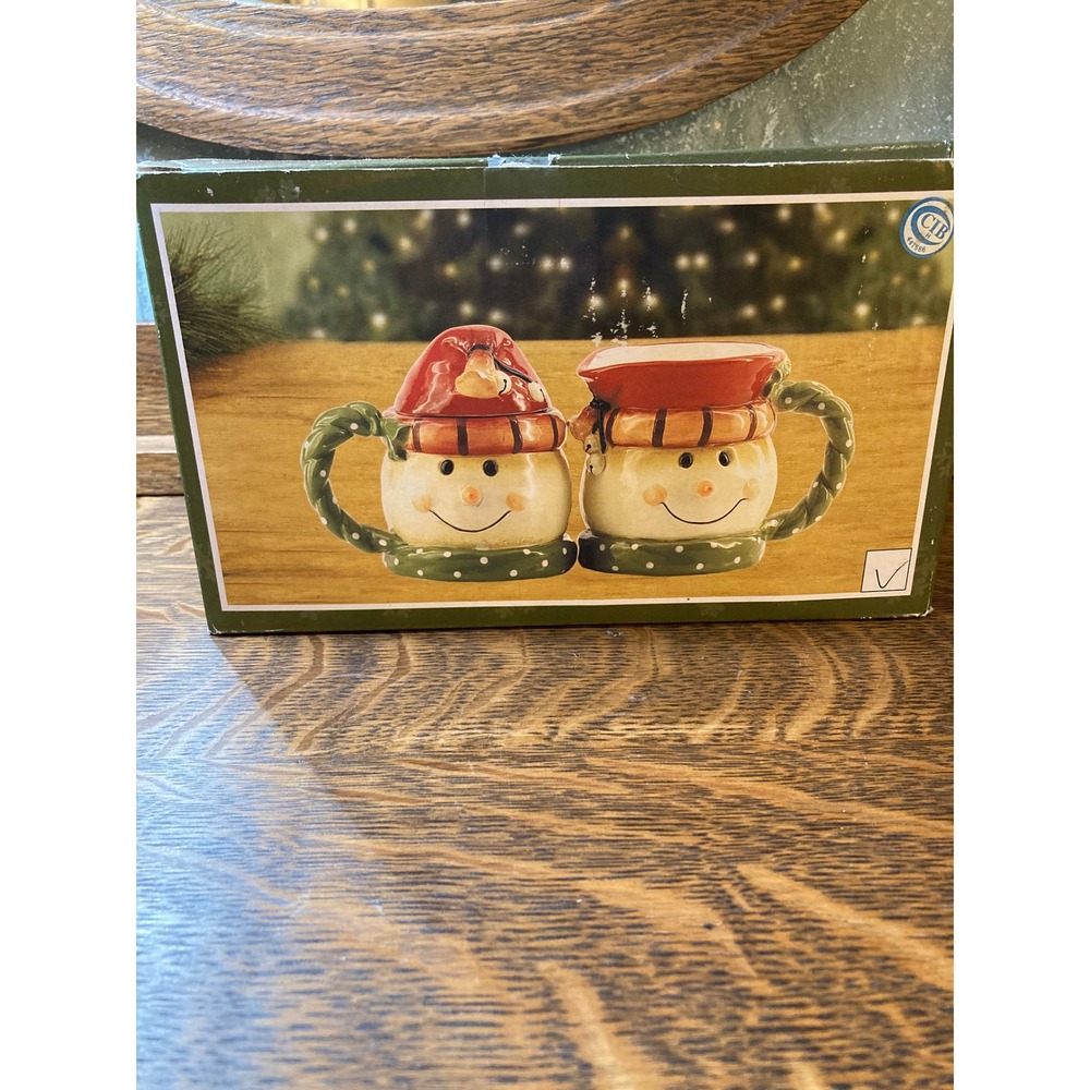 Snowman Sugar and Creamer Set Ceramic Christmas Holiday Tableware with Box